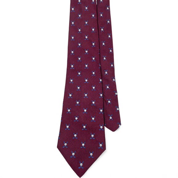 Tommy Hilfiger Silk Tie Burgundy Red Textured Golf Vintage - Picture 1 of 6